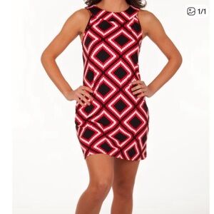 Tracy Negoshian Red and Black Sleeveless Dress XL